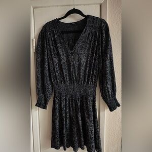 Rails Black, Blue and Gray Smocked Waist Dress; Size S